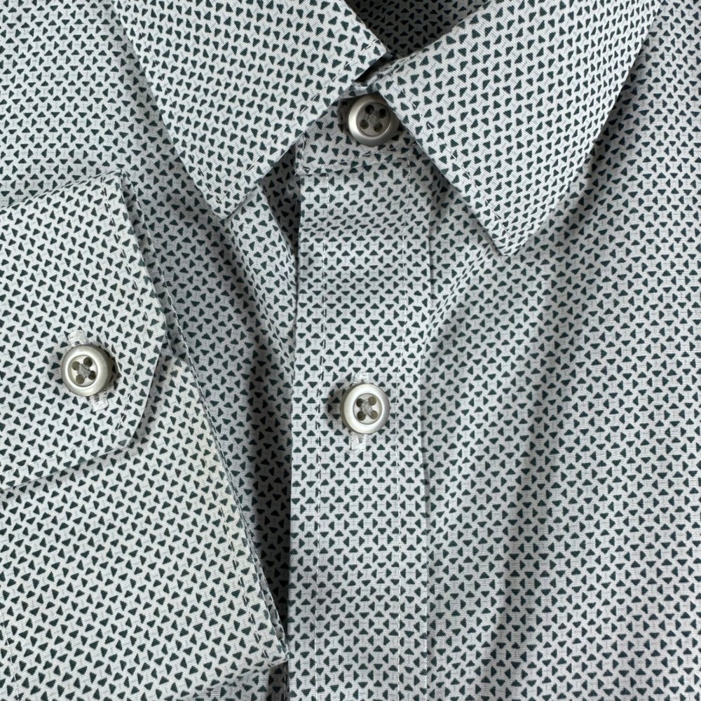 Banana Republic Button Down Mens L Large Tall Grey Geometric Non-Iron Slim Fit - Picture 5 of 14